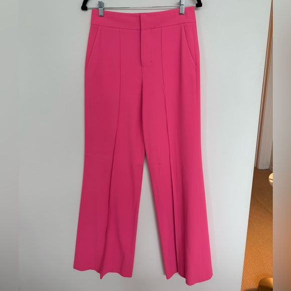 Alice + Olivia Dylan High-Waist Wide-Leg Pink Trousers - Picture 6 of 9